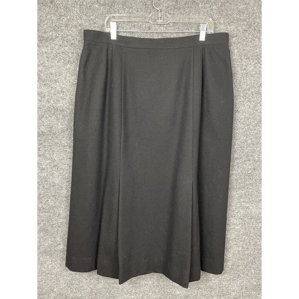 VTG JP Collection Wool Skirt Size 22 Pleated Midi‎ Black High Waisted